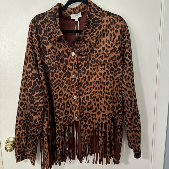 ODDY Jackets & Blazers - NWT ODDY cheetah fringe button up jacket